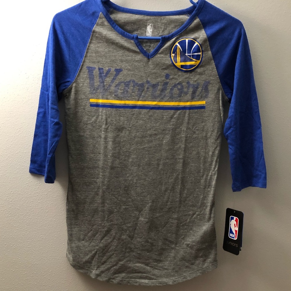NBA jrs golden state baseball 3/4 sleeve top.